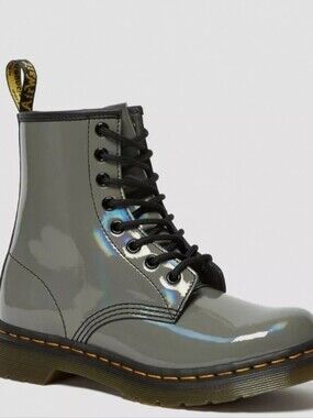 Doc Marten Original 1460 YS Patent Lamper 8 Eye Boots In Rainbow Gunmetal